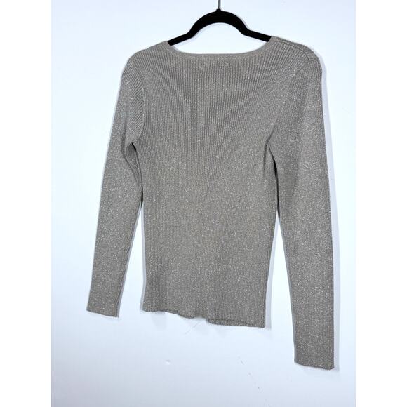 Ralph Lauren V-Neck Winter Preppy Long Sleeve Sweater Metallic Women SizeP/Large - Picture 5 of 8